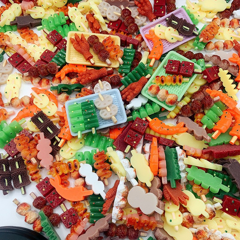 diy食物烧烤树脂 饰品配件奶油胶发夹发O绳贴片洞洞鞋装饰材料