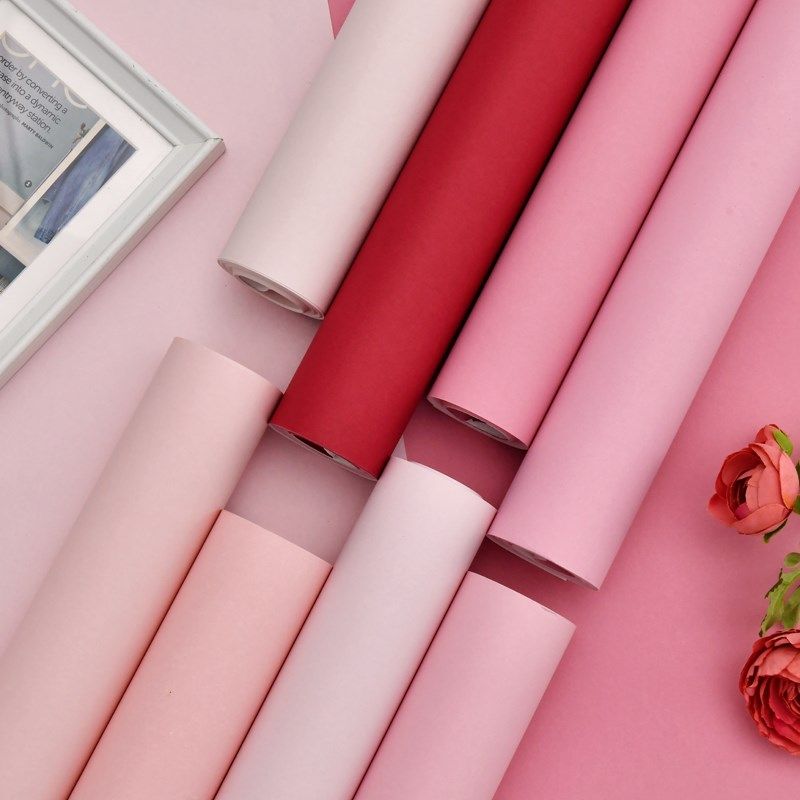 淡粉脏粉色背景墙壁纸深粉浅粉藕粉色儿童房墙纸女卧室家用无纺布