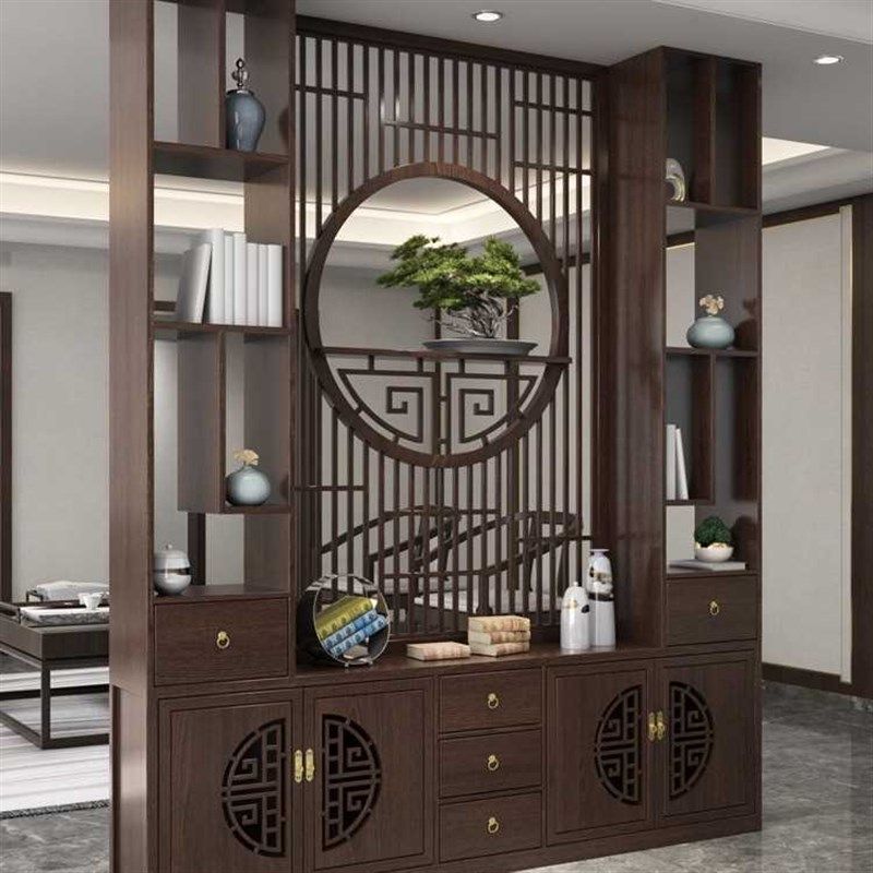 定制新中式原木屏风隔断柜客厅餐厅遮挡屏风入户玄关隔断带柜子,基础建材,屏风,淘宝优惠券,粉丝福利购,淘宝优惠卷