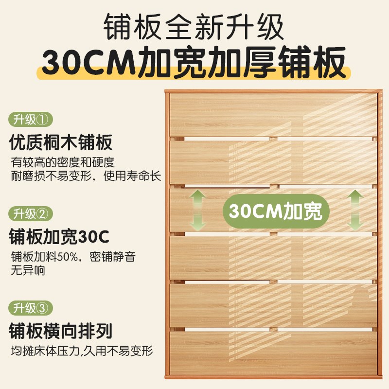 实木无床头床储物奶风白色小户型儿童床抽屉床实木排骨架子收纳床