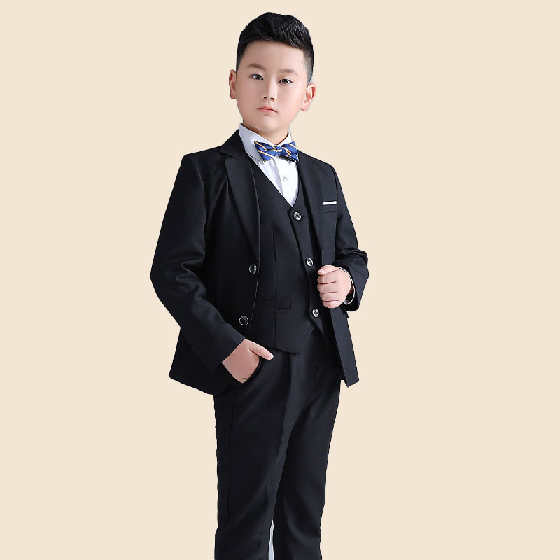 2021男童礼服胖童加肥加大纯黑色绅G士西装套装花童婚礼主持演出