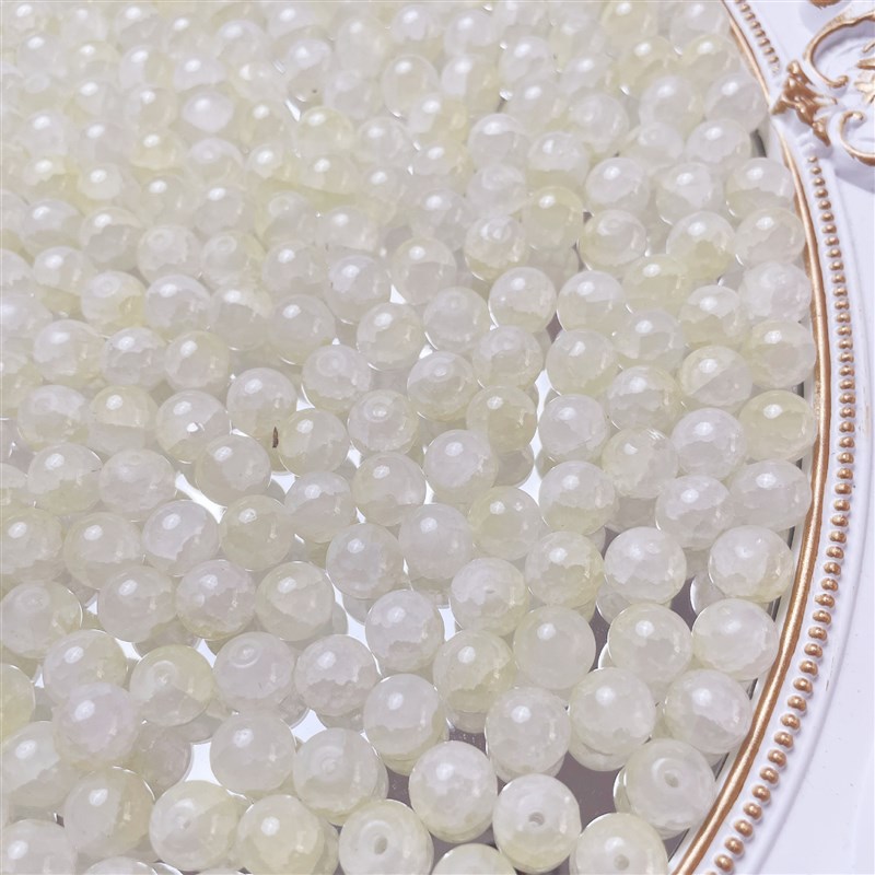 1斤装琉璃珠10mm玉碎珠手工dDiy串珠冰裂珠裂纹珠蛋白玉碎散珠