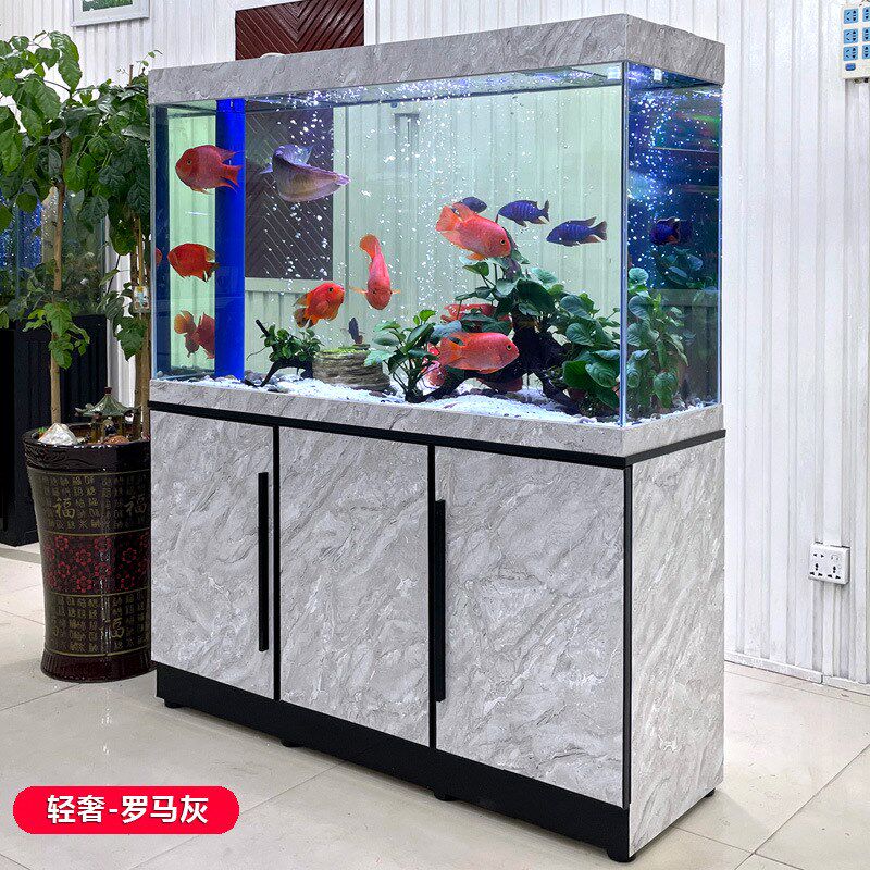 鱼缸带柜子一体客厅家用懒人水族箱超白玻璃大中型底滤缸屏风隔断