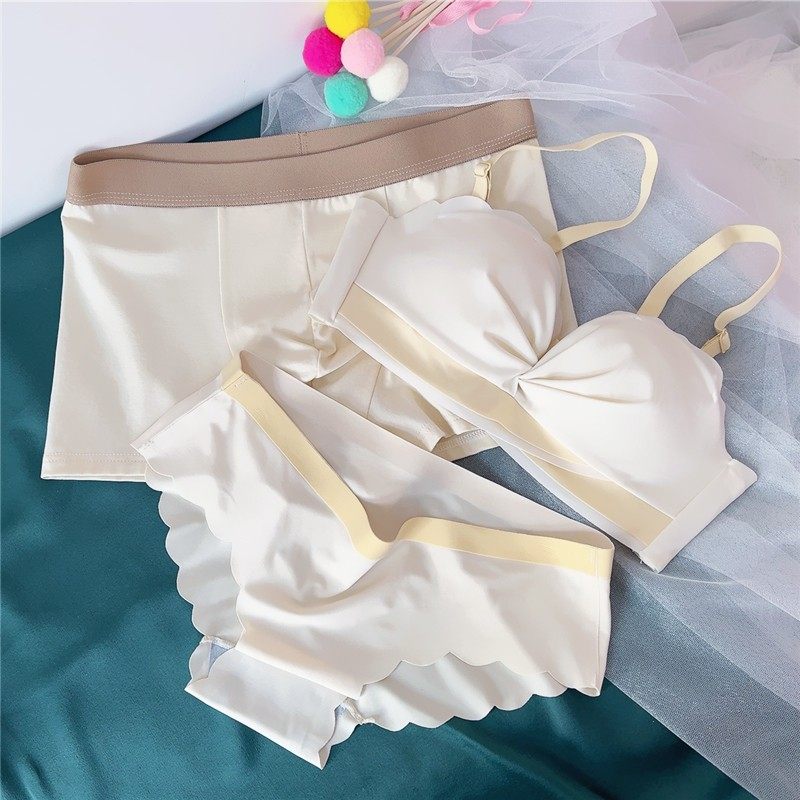 无钢圈新款情侣内衣三件套装情侣款文胸胸罩情侣内裤一男一女,女士内衣/男士内衣/家居服,男平角内裤,淘宝优惠券,粉丝福利购,淘宝优惠卷