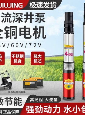 电动车专用直流深井泵通用型48V60V72V农田灌溉浇花浇菜抽水现货