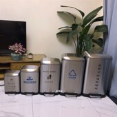 方形静音脚踏带盖不锈钢垃圾桶厨房家用6L12L20L30L40L 欧式 包邮