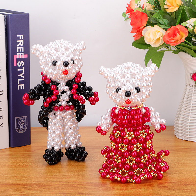 串珠手工diy材料包制作创意娃娃新娘新郎M摆件婚庆卡通礼品装饰品