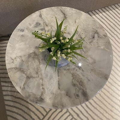 意式天然大理石极简高级感圆形茶几沙发边几设计师款轻奢客厅角几
