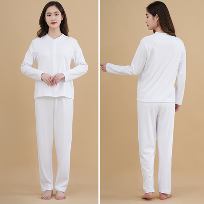 宽松老年人秋衣秋裤套装开衫男女老人老年男士开身对襟秋衣裤