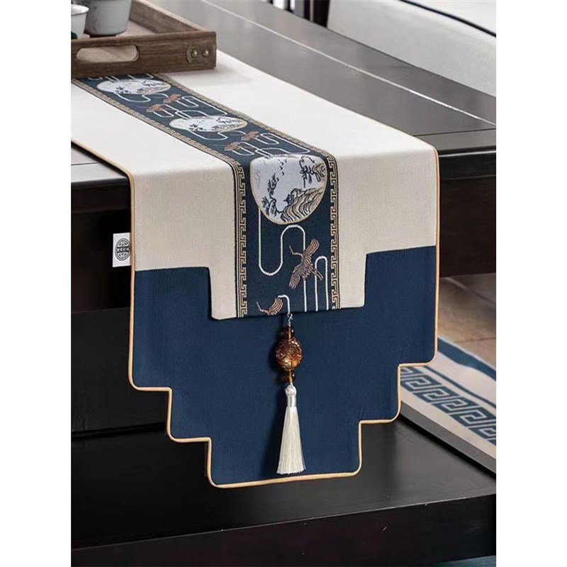 新中式桌旗禅意中国风茶台茶桌餐桌茶几旗电视柜防水防滑盖布定制