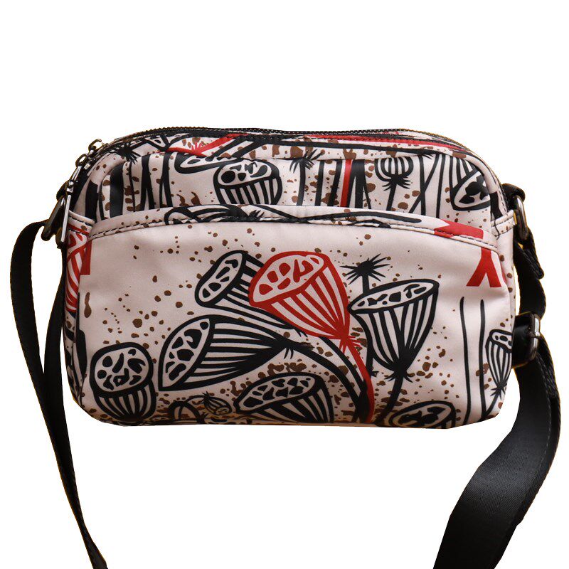 多层牛津布大容量简约斜挎包休闲印花方包宽肩带轻便单肩女通勤包