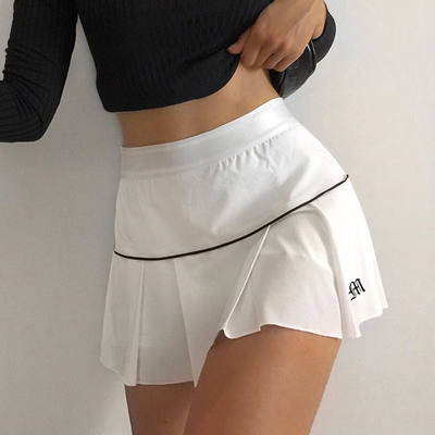 推荐DEEPTOWN Pleated Tennis Skirt Woman Korean Fashion Solid