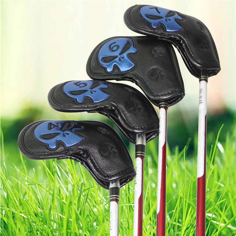 9Pcs/Set Golf Cover Skull Iron Pole Head Covers Putter Prote