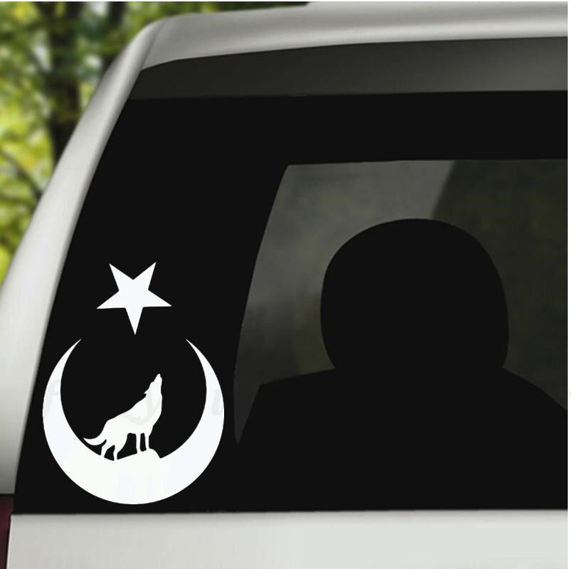 17.3*13cm   car sticker wolf and moon star great turk turkey