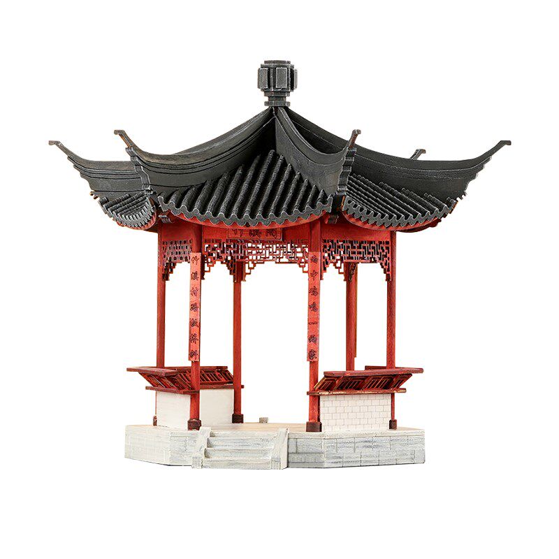 古建筑模型拼装国风凉亭手工亭子材料 木质榫Q卯摆件中式苏州园林