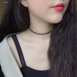 暗黑系choker 黑色皮绳爱心项链女配饰锁骨链2023年新款女颈链