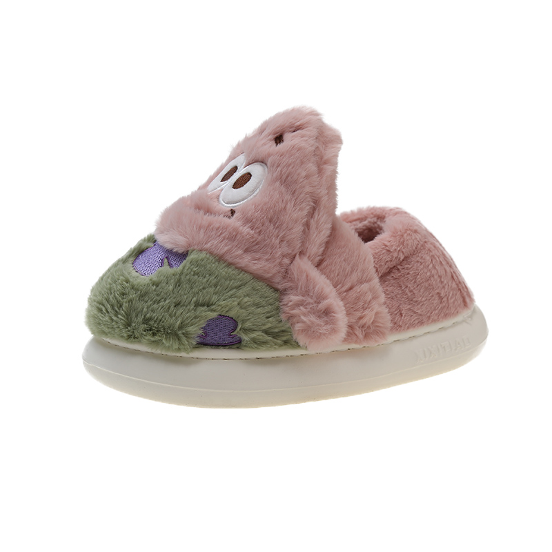 室内居家保暖外h穿棉拖鞋女冬季学生防滑厚底可爱卡通毛绒包跟棉