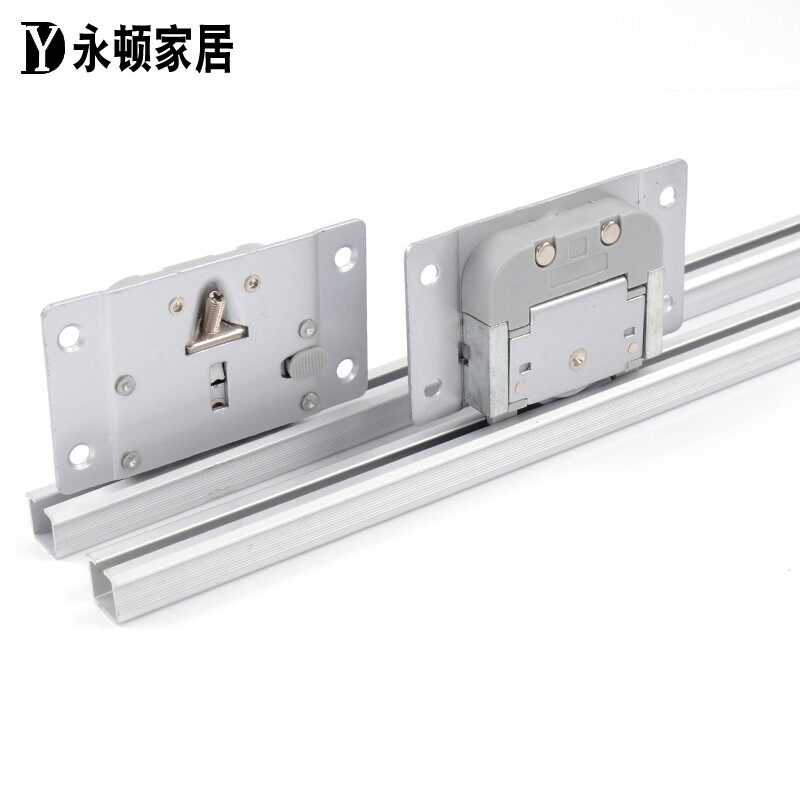 隐形轮衣柜实木板移门滑轮吊滑吊柜壁柜移门滑轮轨道带阻尼缓冲器