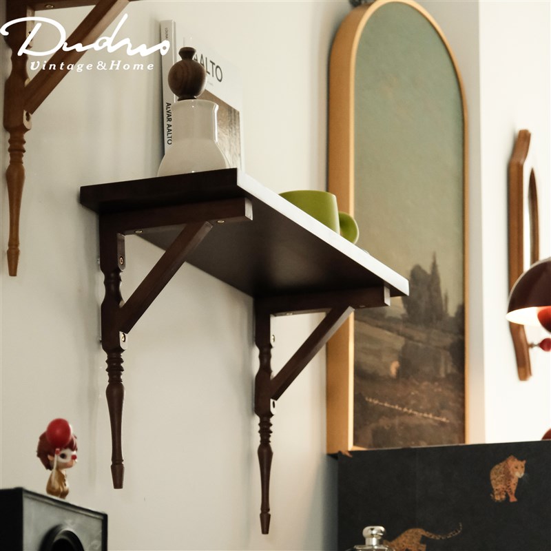 复古实木置物架杯子收纳餐厅卧室陈列展示架墙上装饰隔板墙面书架