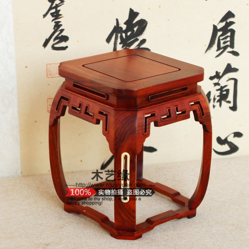 红木雕工艺品摆件底座实木质花瓶盆景小花架正方形茶壶紫砂壶木托