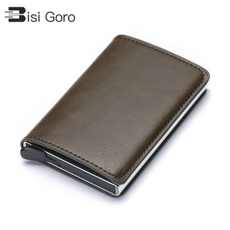 新品ID Aluminium Alloy Credit Card Holder PU Leather Card Wa