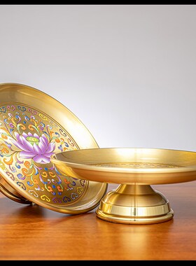 纯铜景泰蓝供具套装佛前佛具用品大全香炉果盘供水杯花瓶观音菩萨