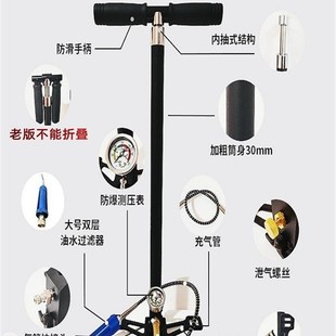 四级超高压打气筒30mp不锈钢耐用省力轮胎潜水气瓶打气机 速发正品