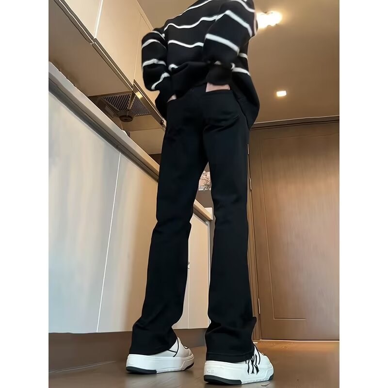 cleanfit纯黑色软牛仔裤男款修身弹力vibe美式S裤子高街直筒微喇