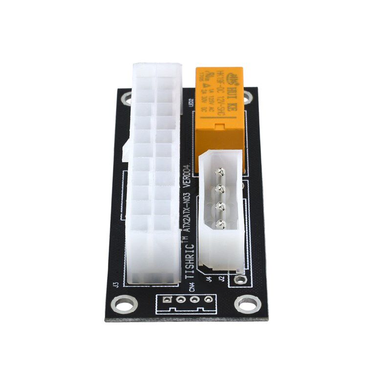 Black Dual PS Power Supply Sync Adapter Add2psu ATX 24Pin To