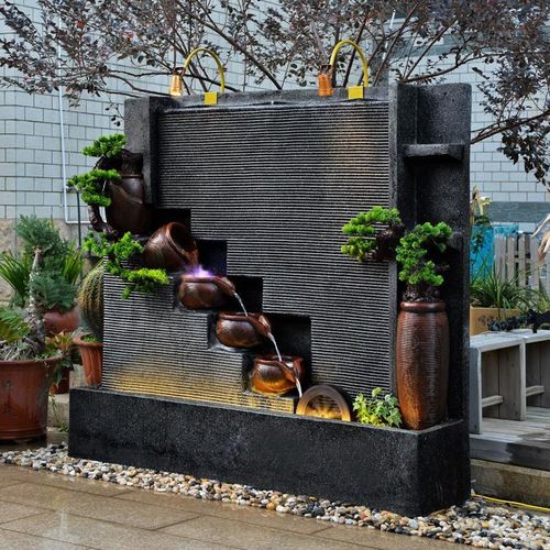 水幕墙假山喷泉大型流水摆件屏风招财庭院客厅办公室水景公司工厂