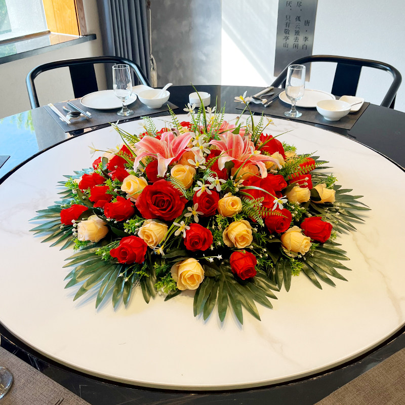 饭店餐桌花绢花圆桌装饰花餐桌摆台花圆桌花艺酒店大圆桌中间摆花,家居饰品,餐桌花艺,淘宝优惠券,粉丝福利购,淘宝优惠卷
