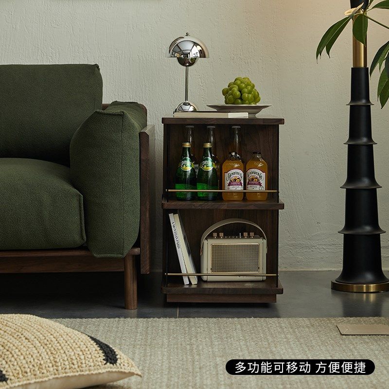 置物架小推车家用茶台可移动小茶几黑胡桃沙发边几边柜实木茶水柜,住宅家具,角几/边几,淘宝优惠券,粉丝福利购,淘宝优惠卷