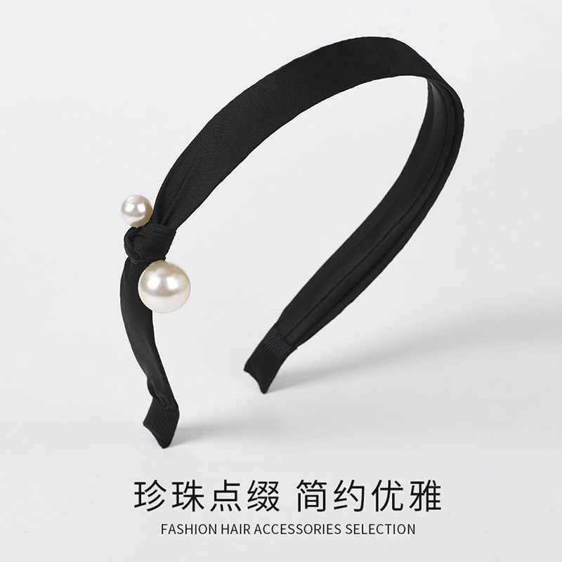 黑色珍珠发箍女网红新款韩系休闲高颅顶压发头箍发卡外出百搭发捆