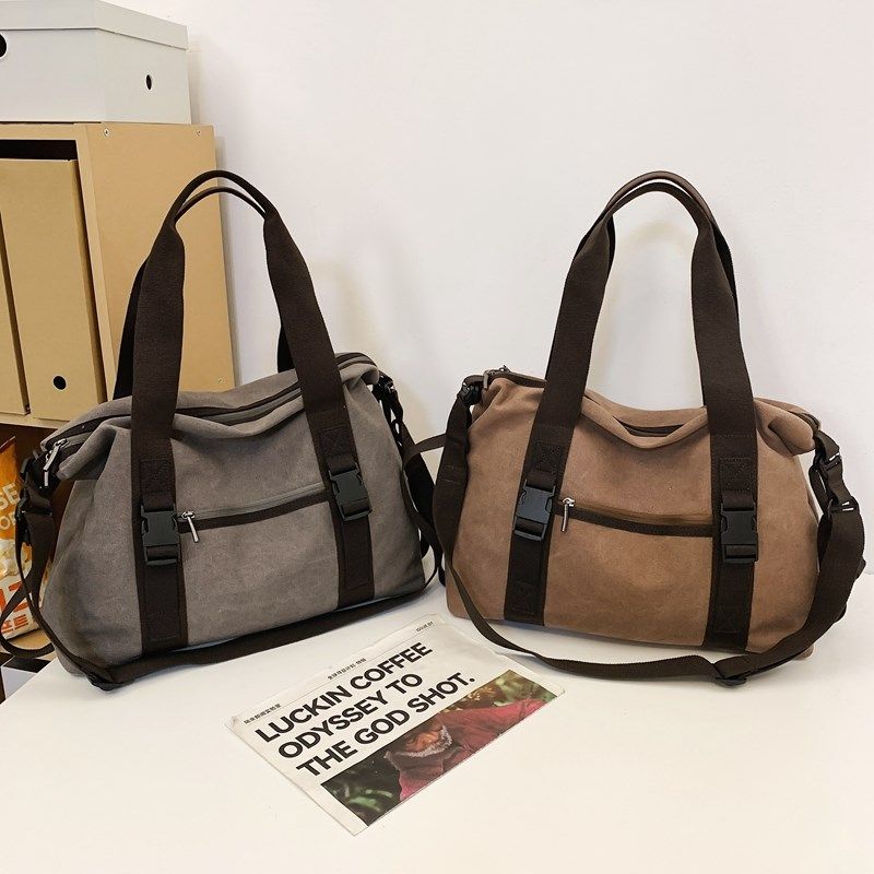 大容量出差旅行包手提单肩斜挎包休闲女包加厚帆布包短途行李包男
