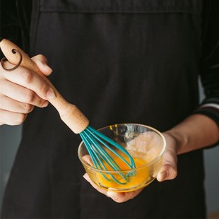 日式 榉木柄家用手动打蛋器烘焙工具发奶油鸡蛋搅拌器硅胶条打蛋棒
