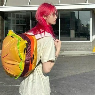 汉堡书包双肩背包女搞稀奇古怪的背包旅游可爱大容量学生儿童七夕