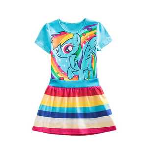 速发My Baby Princess Kids Unicorn Cotton Striped Cartoon Lit