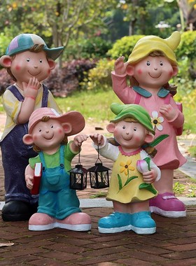 卡通读书娃娃雕塑摆件户外花园庭院童装店幼儿园仿真人物景观装饰