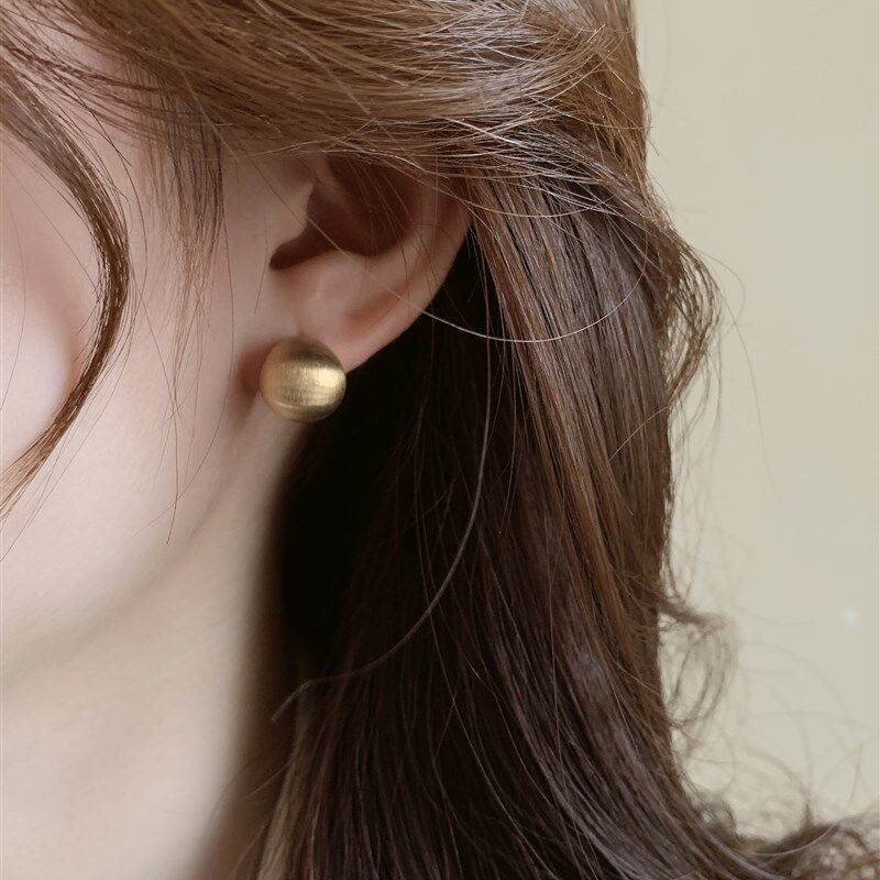 简约气质圆形水滴耳环2023新款潮女F春夏磨砂金属风小众设计感耳