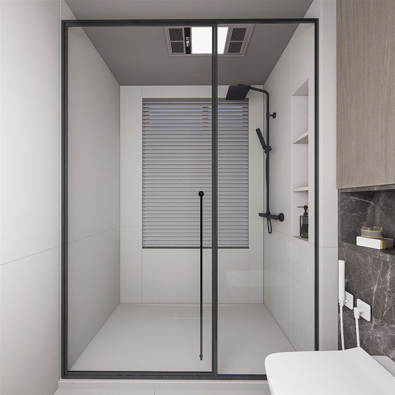 极窄淋浴房隔断浴室玻璃门家用网红一体浴室平开门卫生间干湿分离