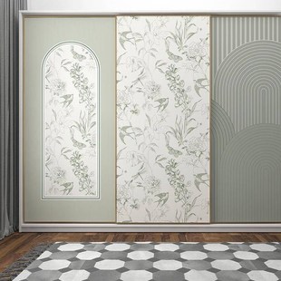 35N衣柜贴纸法式墙纸自粘卧室装饰推拉门贴画移门玻璃门翻新柜子