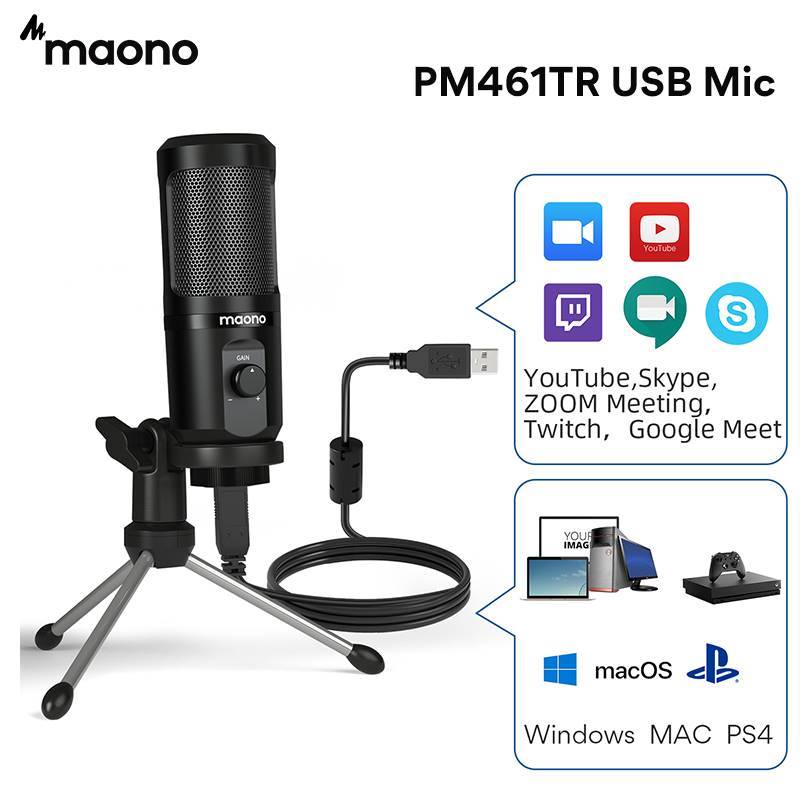 极速MAONO AU PM461TR USB Microphone Condenser Recording PC M