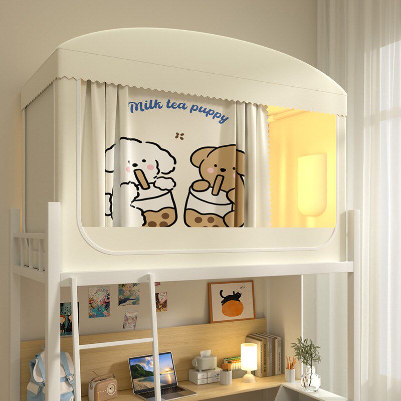 新款学生宿舍蚊帐90x190上铺窗帘一体式上铺遮光床帘可伸缩纹