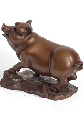 铜乾坤纯紫铜猪摆件12生肖工艺品客厅入户玄关家居装饰品高档礼品