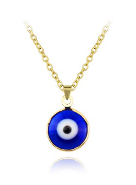 小众高货New Vintage Colorful Lucky Evil Eye Pendants Necklac