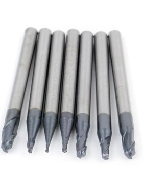 7PCS Tungsten Carbide Endmill Set 2 Flutes Ball Nose Engravi