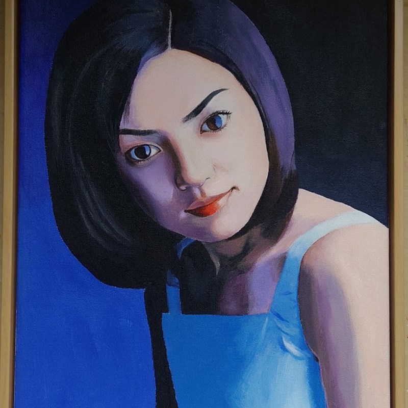手绘油画定制肖像丙烯人物照片代画画像客厅装饰画节日礼物宠物图片