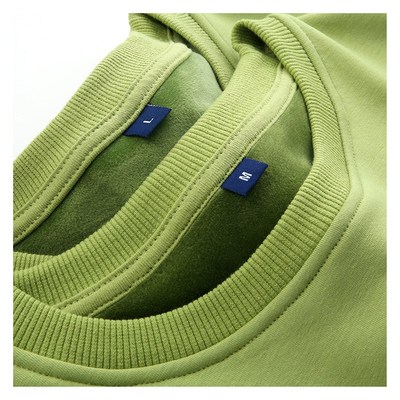 秋冬季牛油果绿 芥末绿银r狐绒加绒加厚 圆领卫衣男 女 bf风宽松