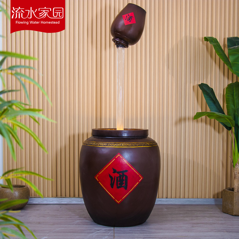 天壶悬空流水摆件落地茶馆酒楼庄B酒壶坛店铺开业送礼大型景观装