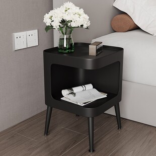 奶油风床头柜简约现代铁艺床边柜小型家用卧室床头小边几窄小桌子